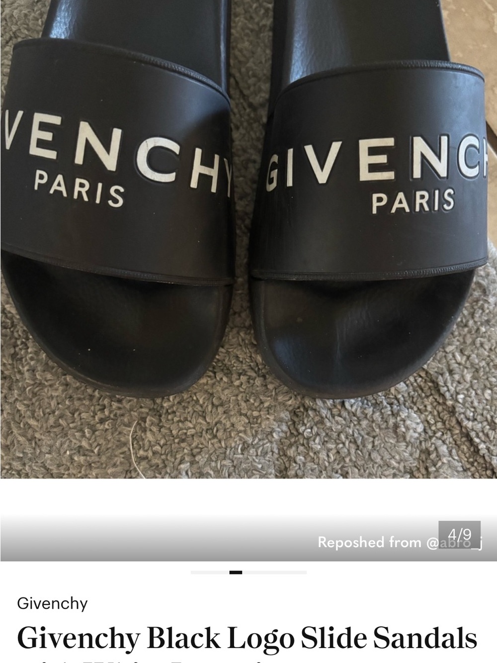 Givenchy Black Slide Sandals with White Logo Detail